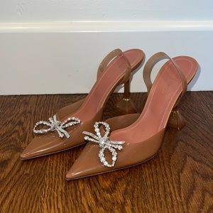 Amina Muaddi Rosie  Crystal-Embellished Transparent Slingback Pumps